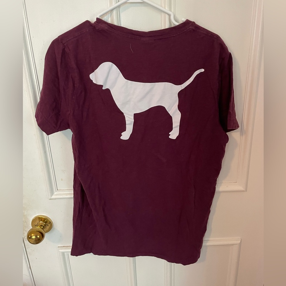 Cute VS Pink Classic Dog print pocket t-shirt